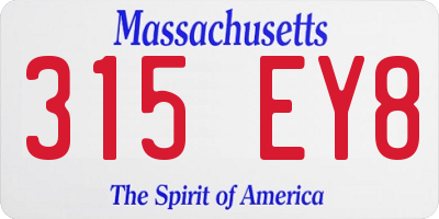 MA license plate 315EY8