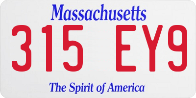 MA license plate 315EY9