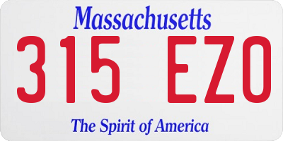 MA license plate 315EZ0