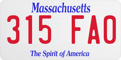 MA license plate 315FA0