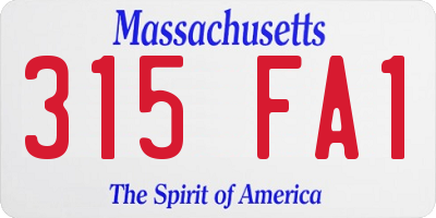 MA license plate 315FA1