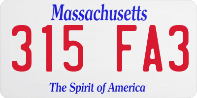 MA license plate 315FA3