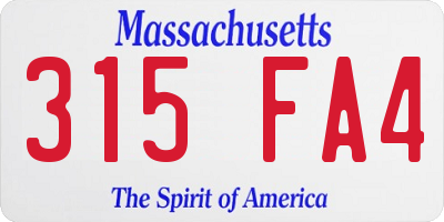 MA license plate 315FA4