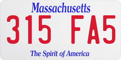 MA license plate 315FA5