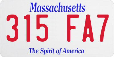MA license plate 315FA7