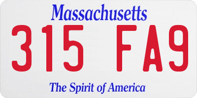 MA license plate 315FA9
