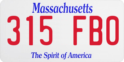 MA license plate 315FB0
