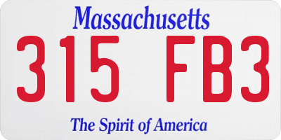 MA license plate 315FB3