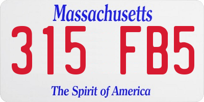 MA license plate 315FB5