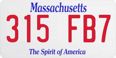MA license plate 315FB7
