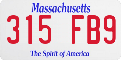 MA license plate 315FB9