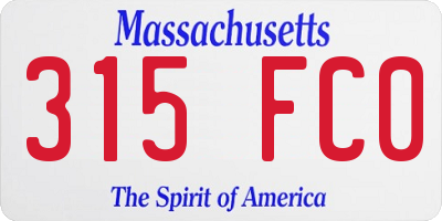 MA license plate 315FC0