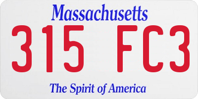 MA license plate 315FC3