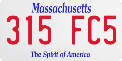 MA license plate 315FC5