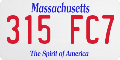 MA license plate 315FC7