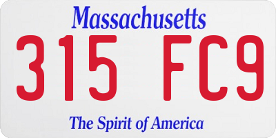 MA license plate 315FC9