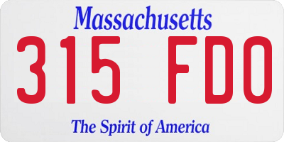 MA license plate 315FD0