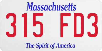 MA license plate 315FD3