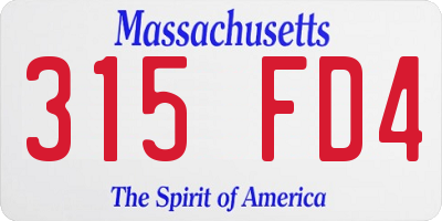 MA license plate 315FD4