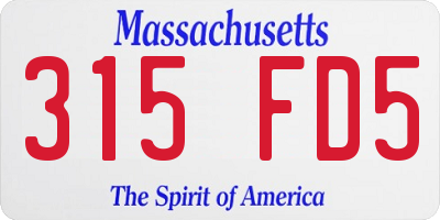 MA license plate 315FD5
