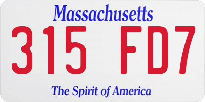 MA license plate 315FD7