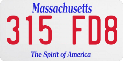 MA license plate 315FD8