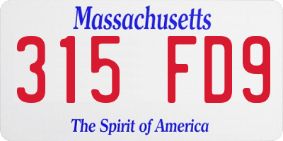 MA license plate 315FD9