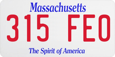 MA license plate 315FE0