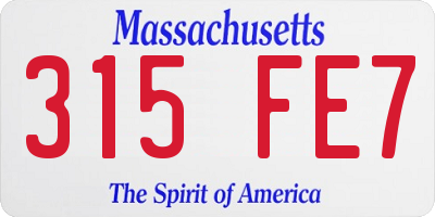 MA license plate 315FE7
