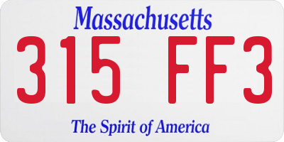 MA license plate 315FF3