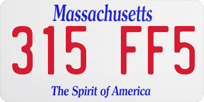 MA license plate 315FF5