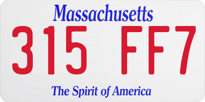 MA license plate 315FF7