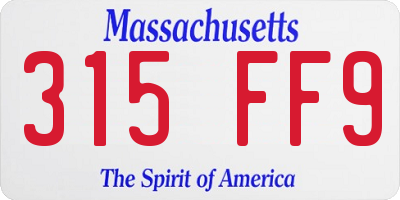 MA license plate 315FF9