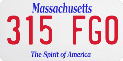 MA license plate 315FG0