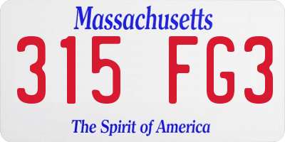 MA license plate 315FG3
