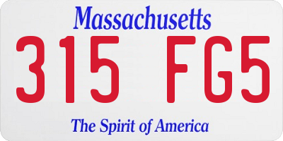 MA license plate 315FG5