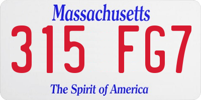 MA license plate 315FG7