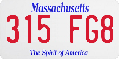 MA license plate 315FG8