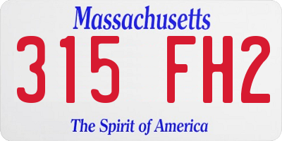 MA license plate 315FH2