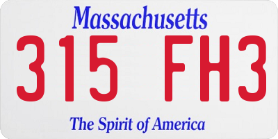 MA license plate 315FH3