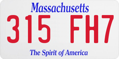 MA license plate 315FH7