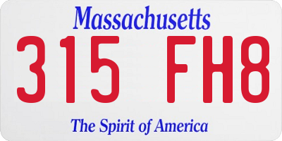 MA license plate 315FH8