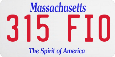 MA license plate 315FI0
