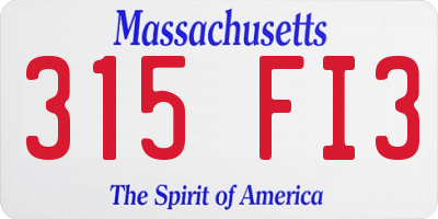 MA license plate 315FI3