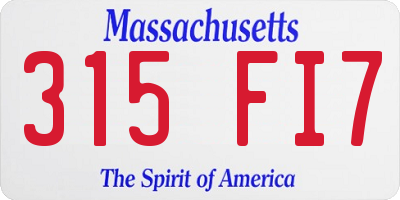 MA license plate 315FI7