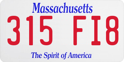 MA license plate 315FI8