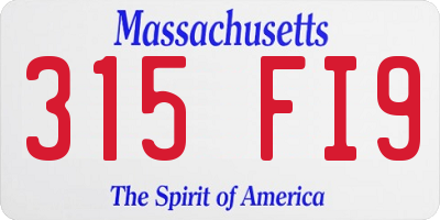 MA license plate 315FI9