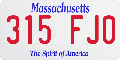 MA license plate 315FJ0