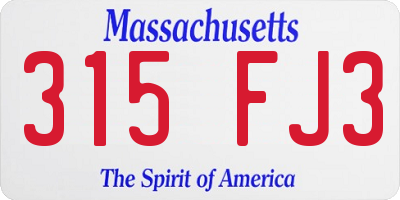 MA license plate 315FJ3