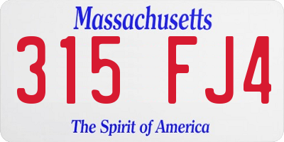 MA license plate 315FJ4